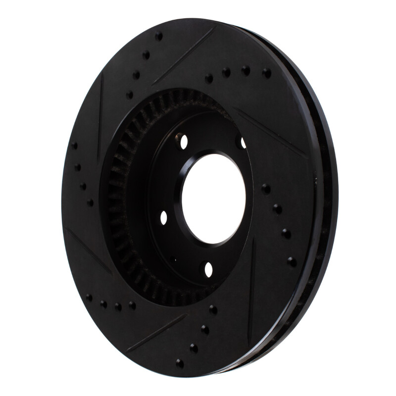 Mazda MPV Brake Rotor (1) - Front Right - R1 Concepts - Drilled & Slotted - Black - `95-`06